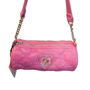 Juicy Couture Pink Quilted Heart Logo Barrel Crossbody Bag New With Tags‎